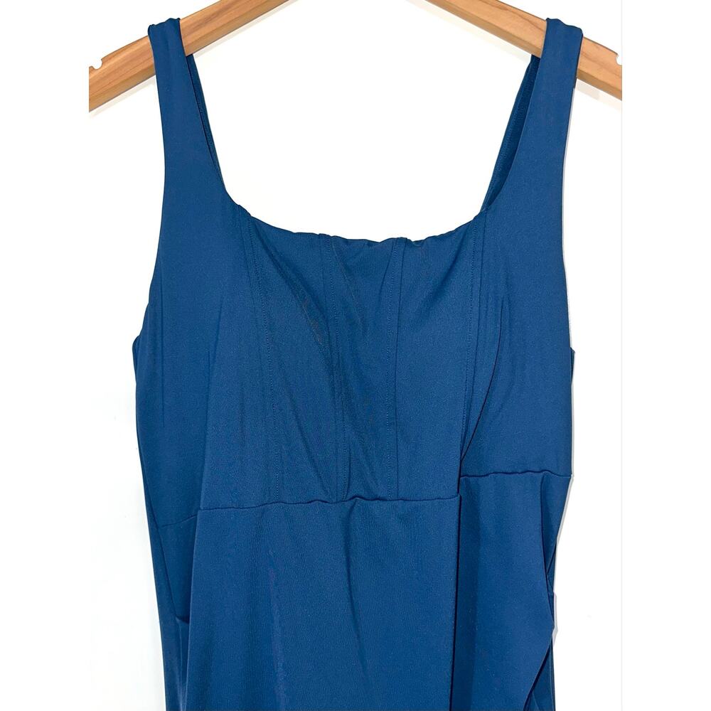 Halara Softlyzero Airy Square Neck Corset Ruched Split Bodycon Midi Dress Size L - Picture 4 of 14